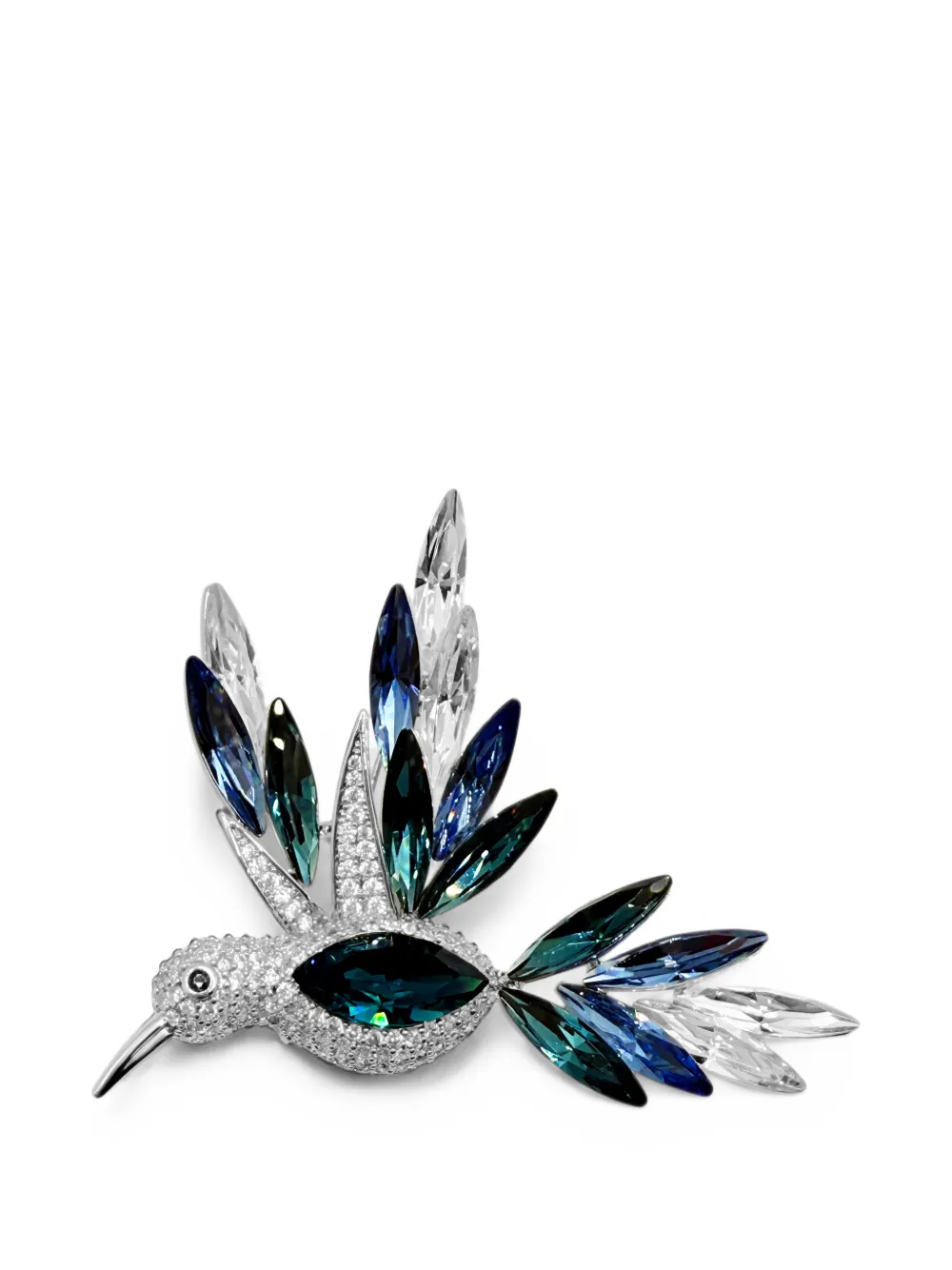 HZMER JEWELLERY Neel crystal-embellished bird brooch - Argent