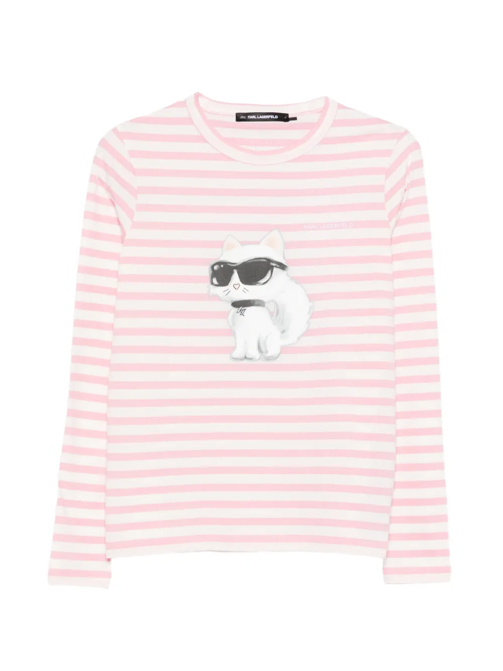 Karl Lagerfeld striped Choupette-print T-shirt - Rosa