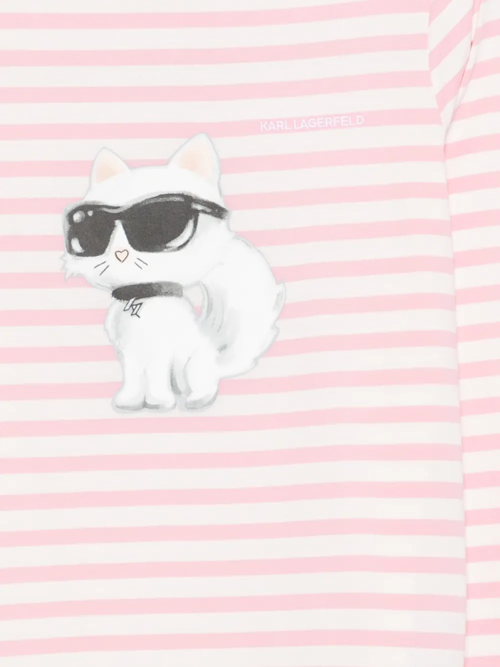 Karl Lagerfeld Gestreept T-shirt met Choupette-print Roze