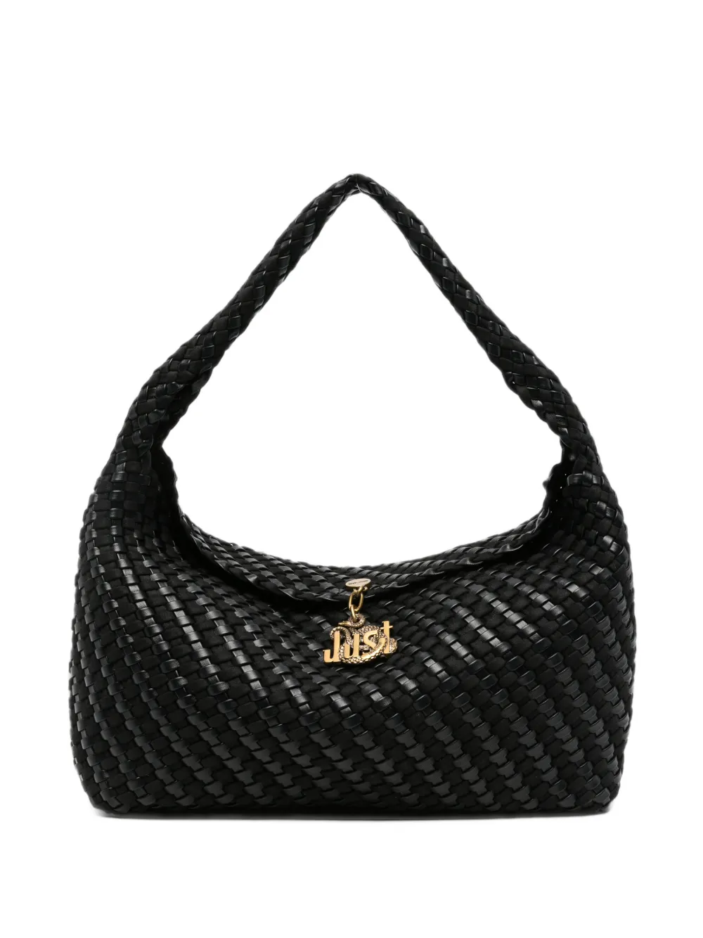 Just Cavalli woven logo-charm shoulder bag - Nero
