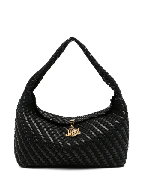 Just Cavalli woven logo-charm shoulder bag