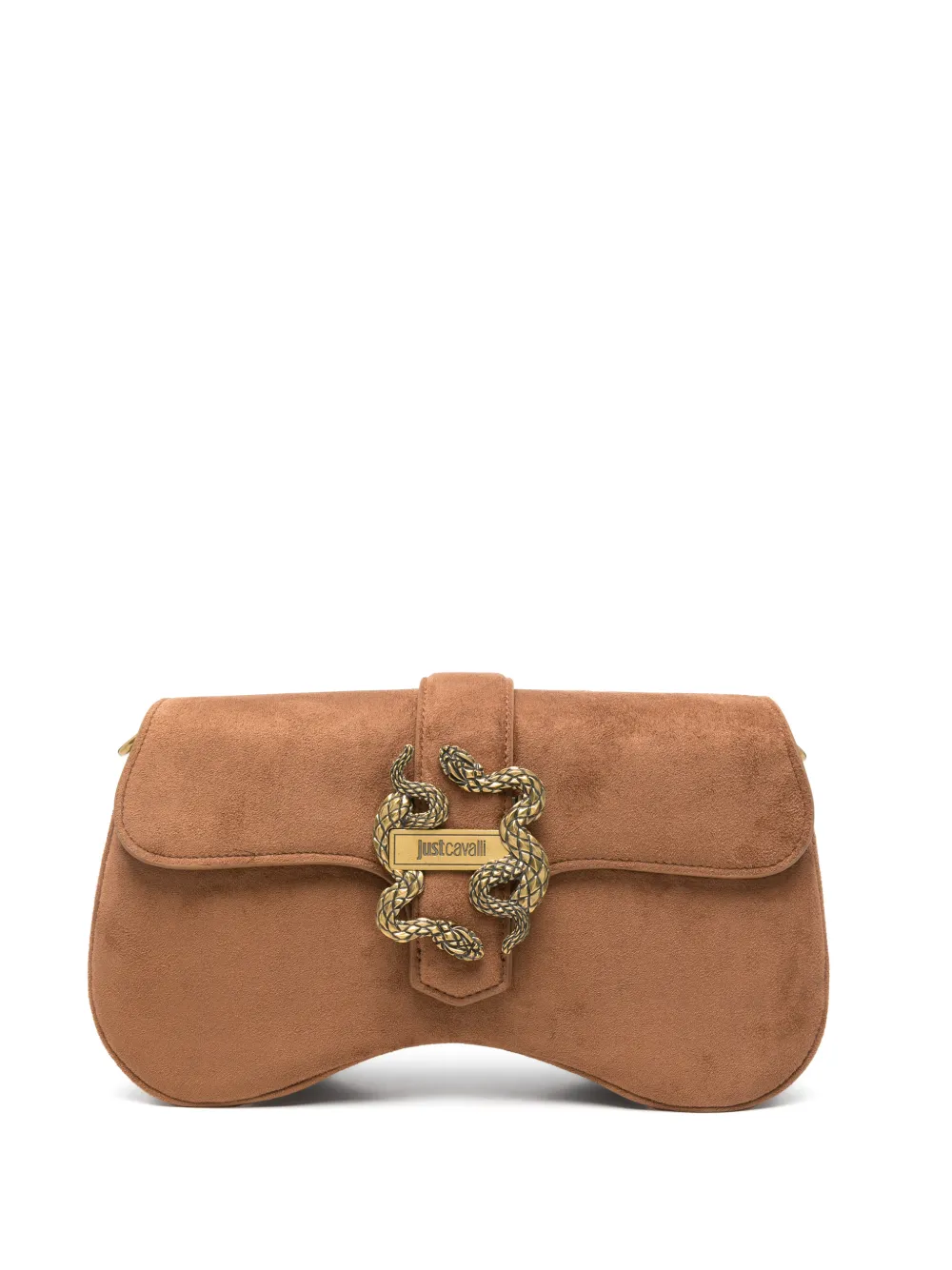 Just Cavalli snake-plaque shoulder bag - Marrone