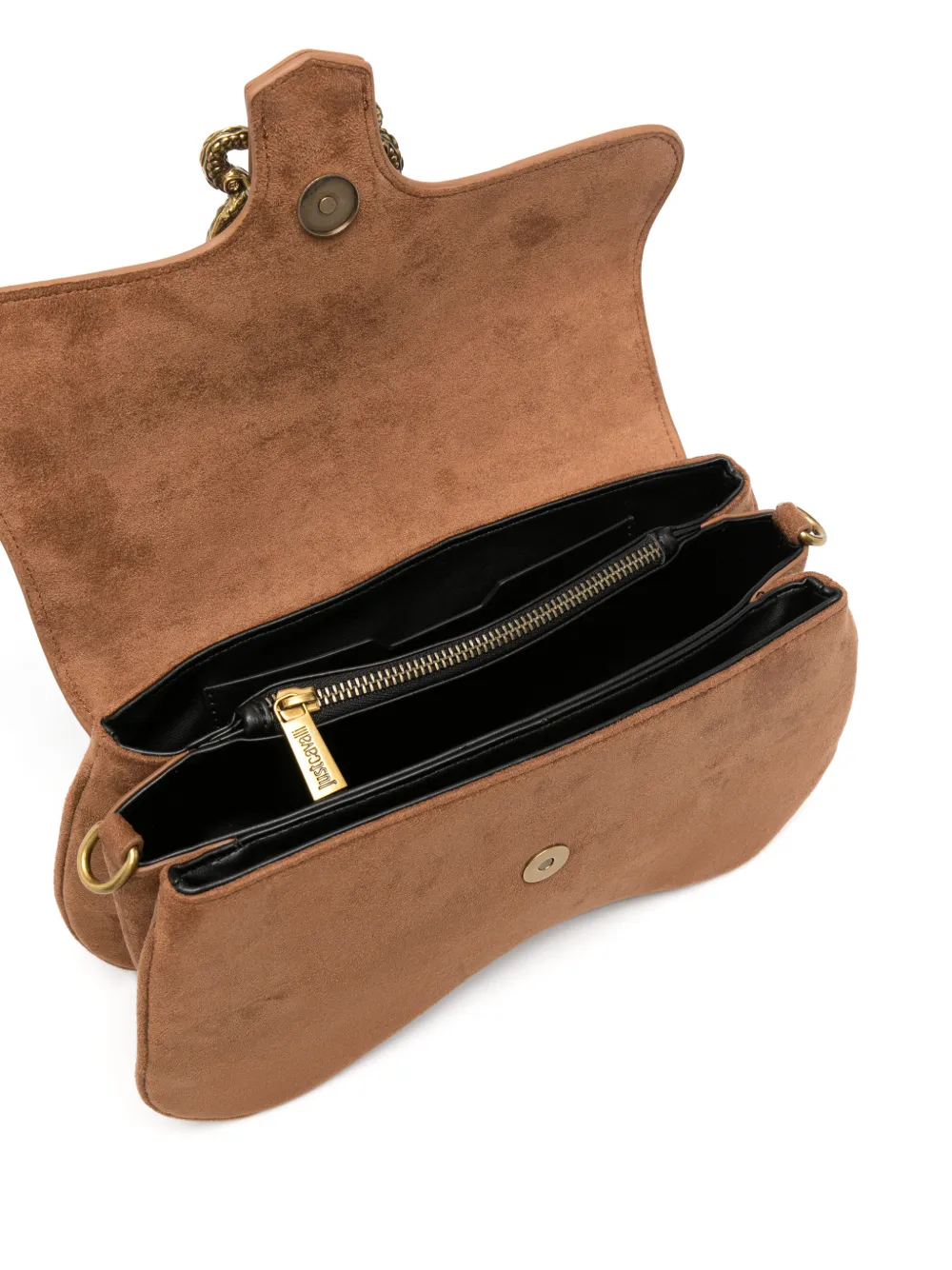 Just Cavalli snake-plaque shoulder bag Bruin