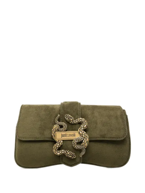 Just Cavalli snake-plaque suede clutch bag