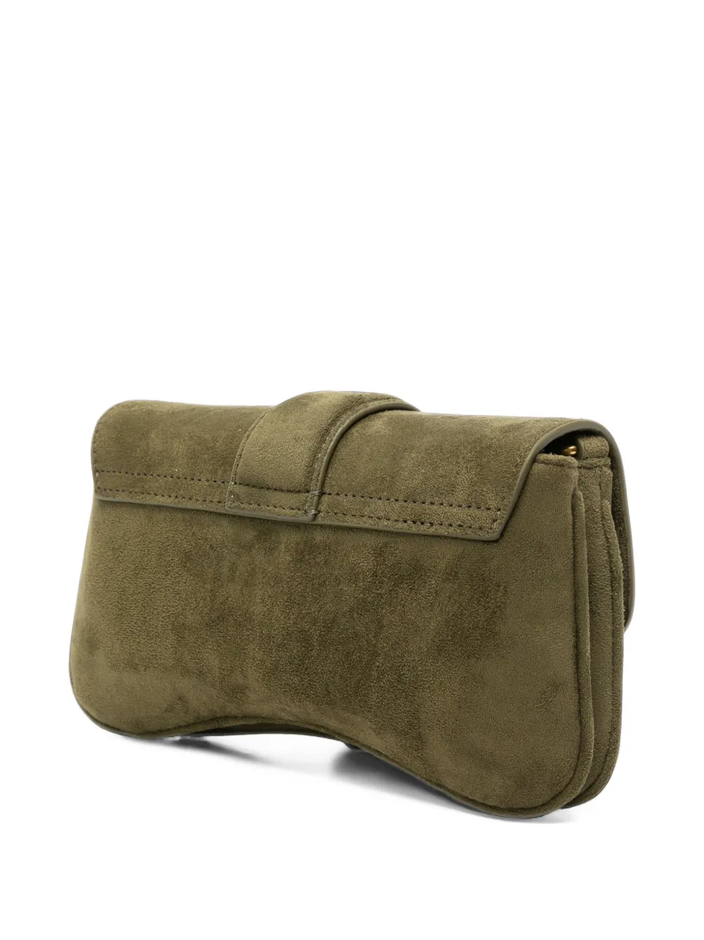 Just Cavalli snake-plaque suede clutch bag Groen