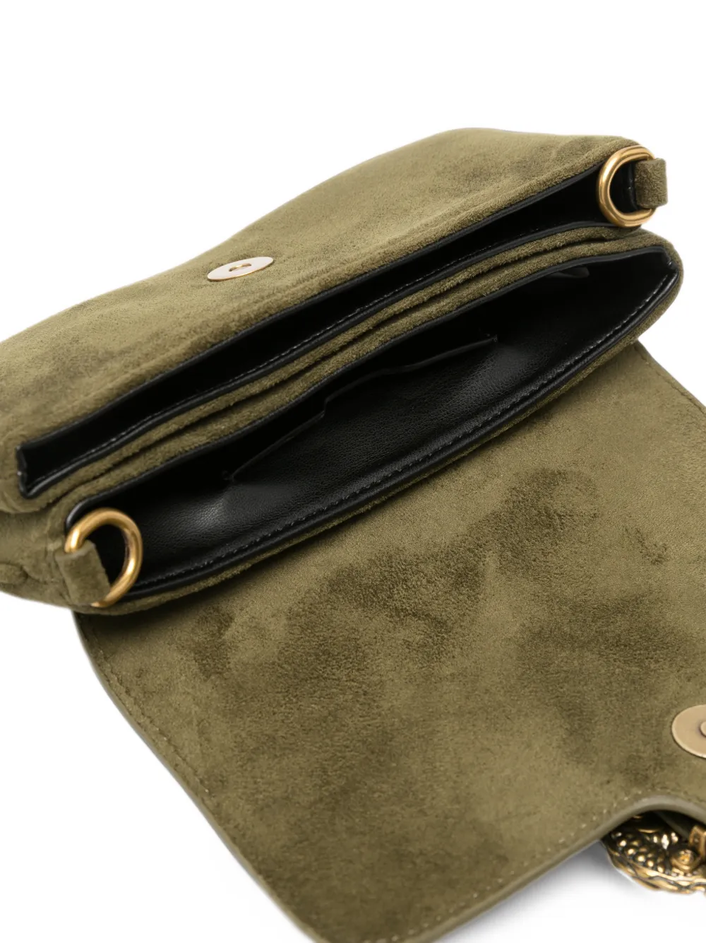 Just Cavalli snake-plaque suede clutch bag Groen