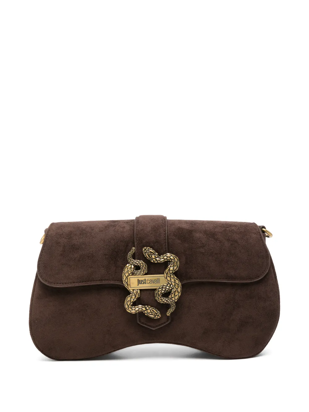 Just Cavalli snake-plaque shoulder bag Bruin