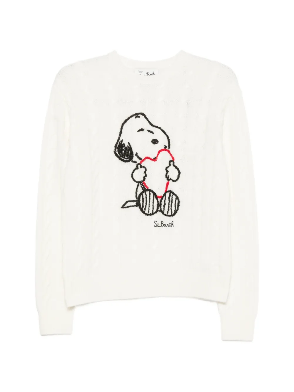 MC2 Saint Barth x Peanuts New Queen cable-knit Snoopy sweater Wit