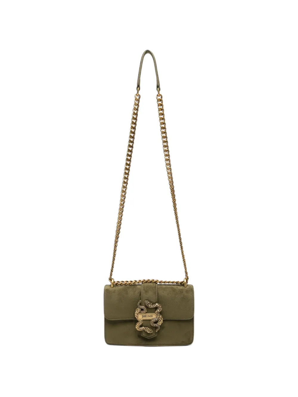 Just Cavalli snake-plaque shoulder bag Groen