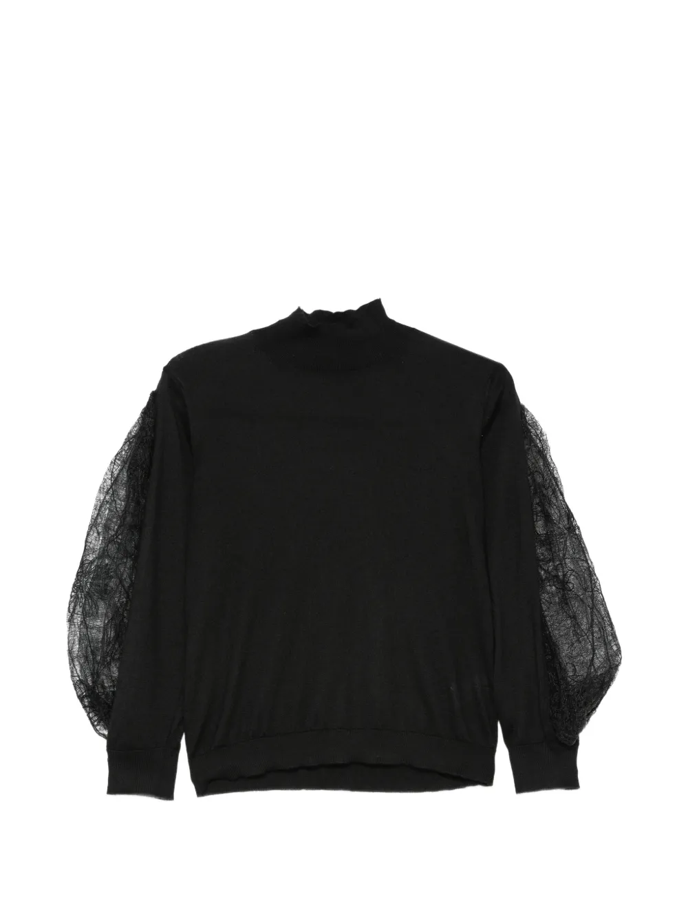 Fabiana Filippi lace-panel balloon-sleeve sweater - Black