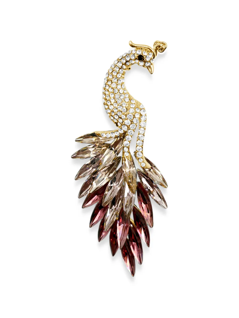 HZMER JEWELLERY Gulabi crystal-embellished peacock brooch - Or