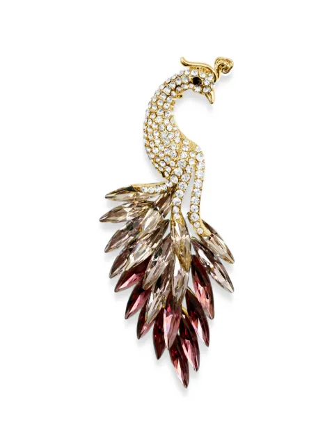 HZMER JEWELLERY Gulabi crystal-embellished peacock brooch