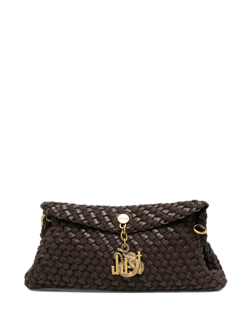 Just Cavalli woven logo-charm shoulder bag - Marrone