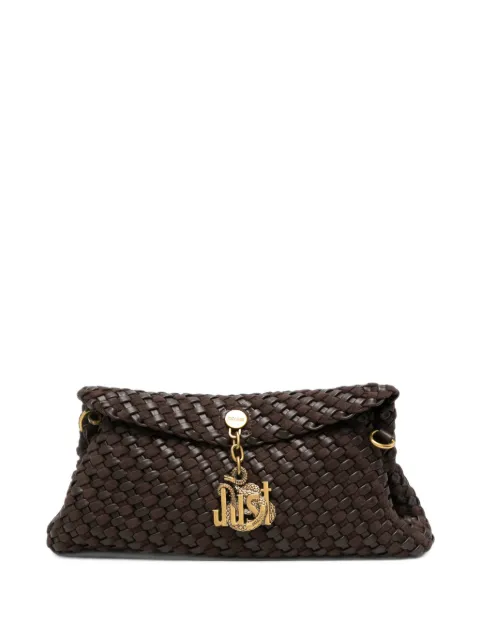 Just Cavalli woven logo-charm shoulder bag