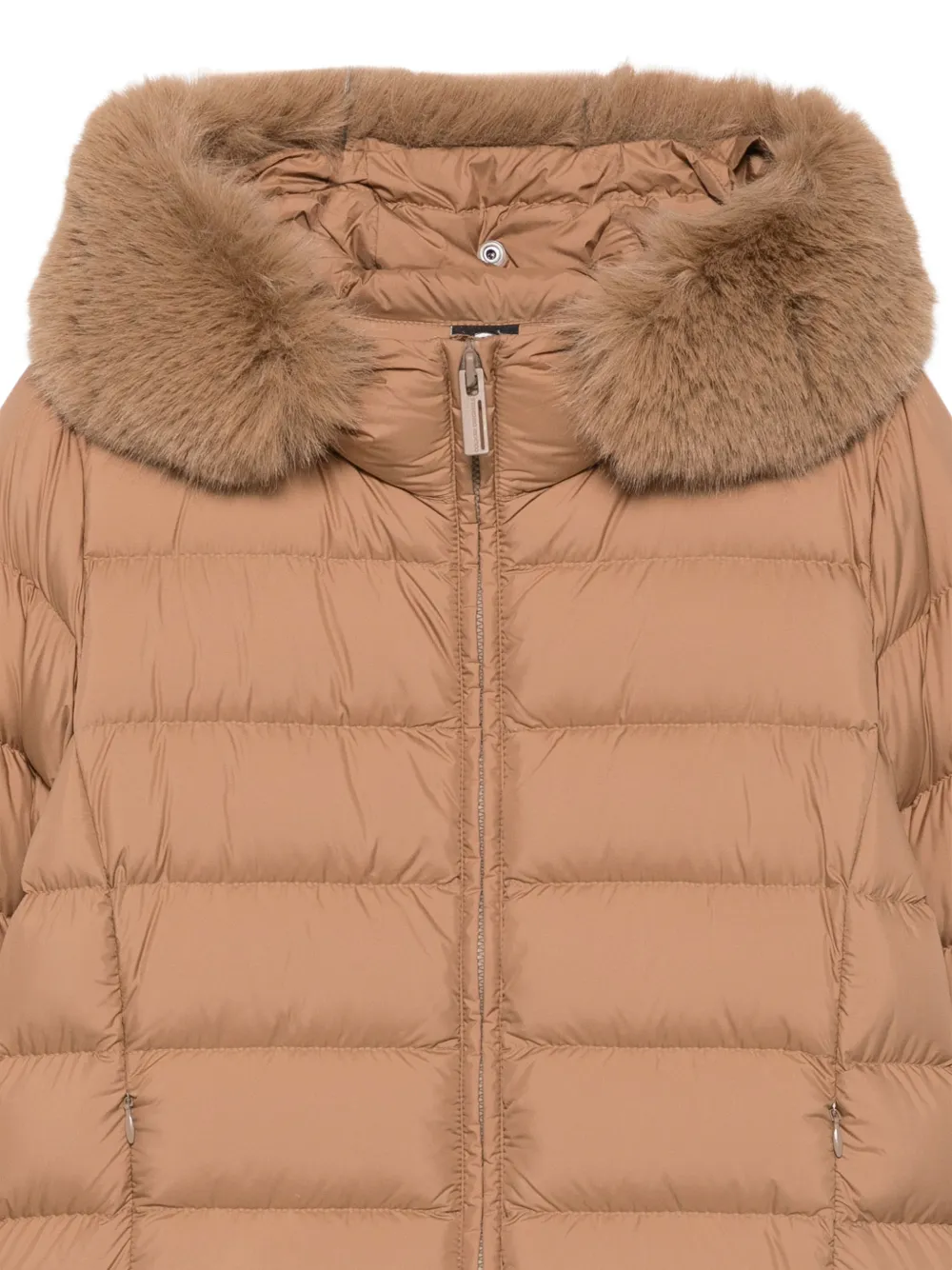 Colmar faux-fur trim quilted jacket Beige