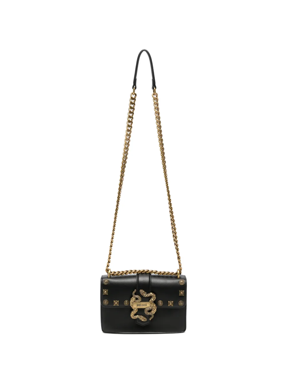 Just Cavalli snake-plaque studded shoulder bag - Nero