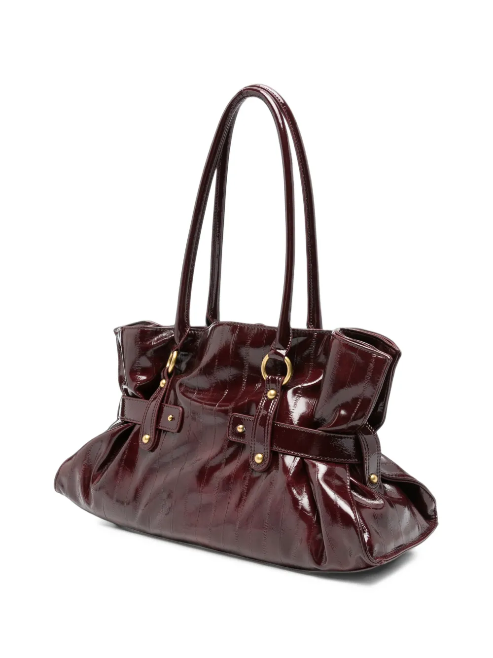 Just Cavalli snake-plaque patent-finish shoulder bag Rood