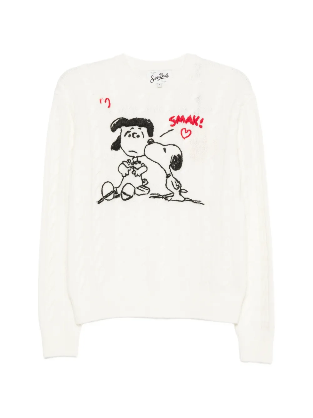 MC2 Saint Barth x Peanuts New Queen cable-knit Snoopy-motif sweater Wit