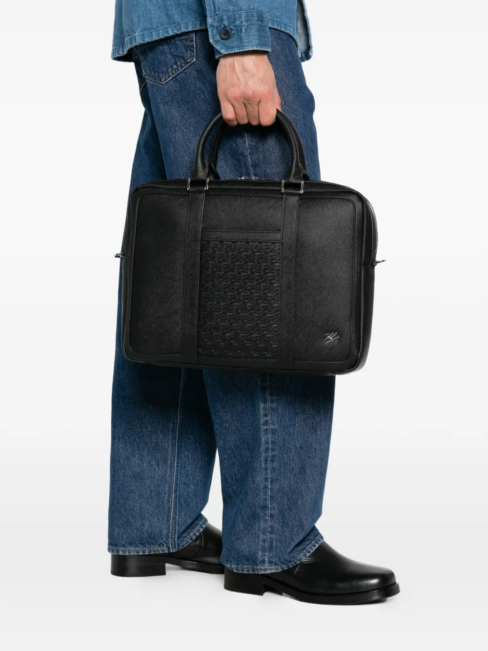 Karl Lagerfeld logo-lettering briefcase - Noir Karl Lagerfeld logo-lettering briefcase - Noir