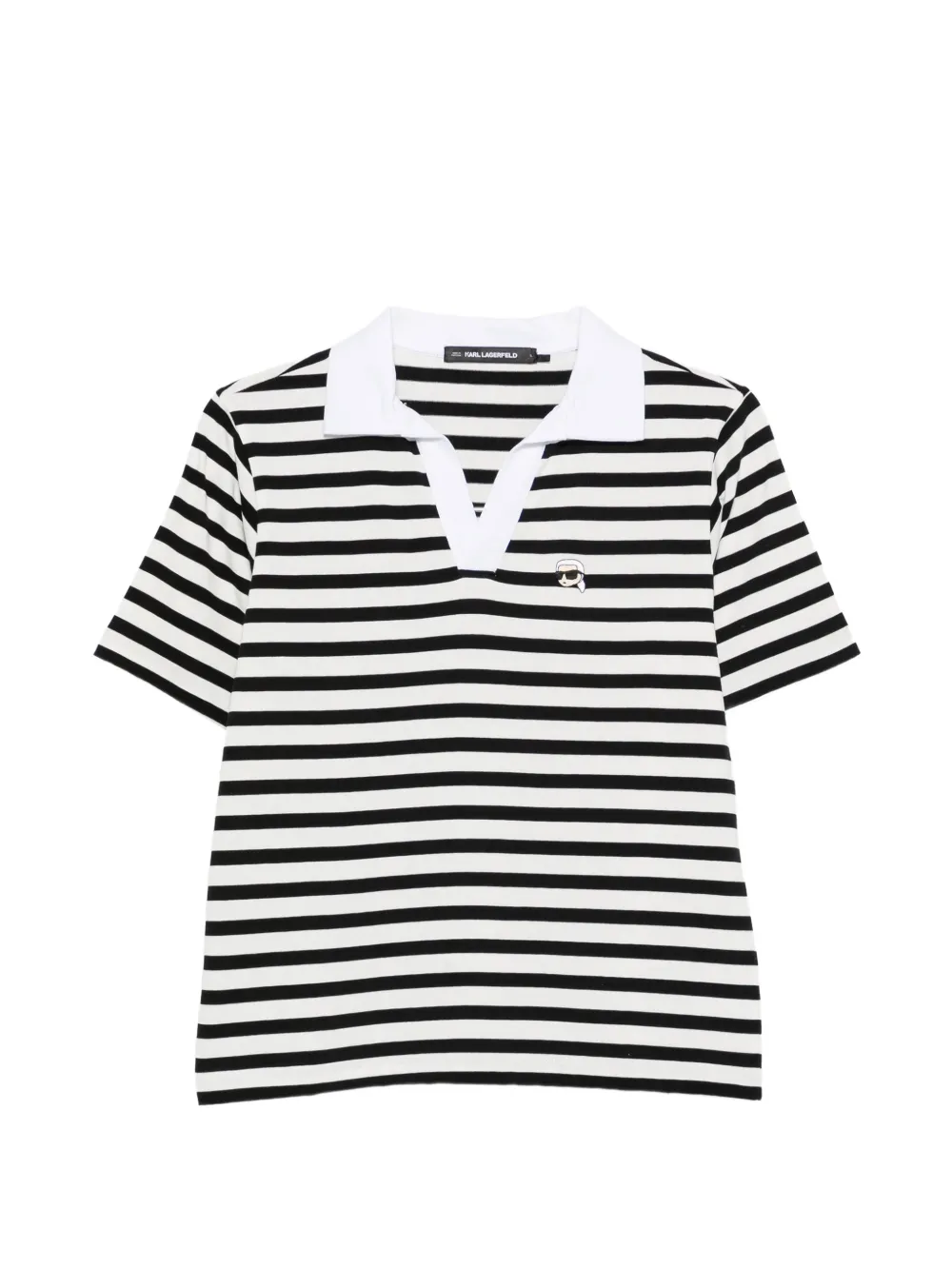 Karl Lagerfeld striped Ikonik patch T-shirt - Weiß