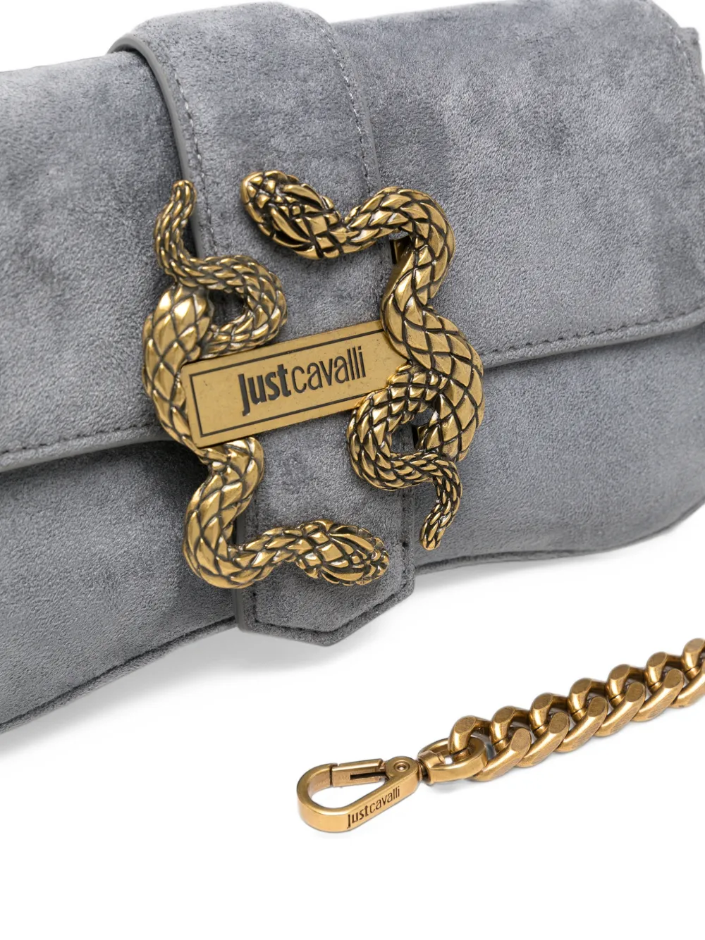 Just Cavalli snake-plaque cross body bag Grijs