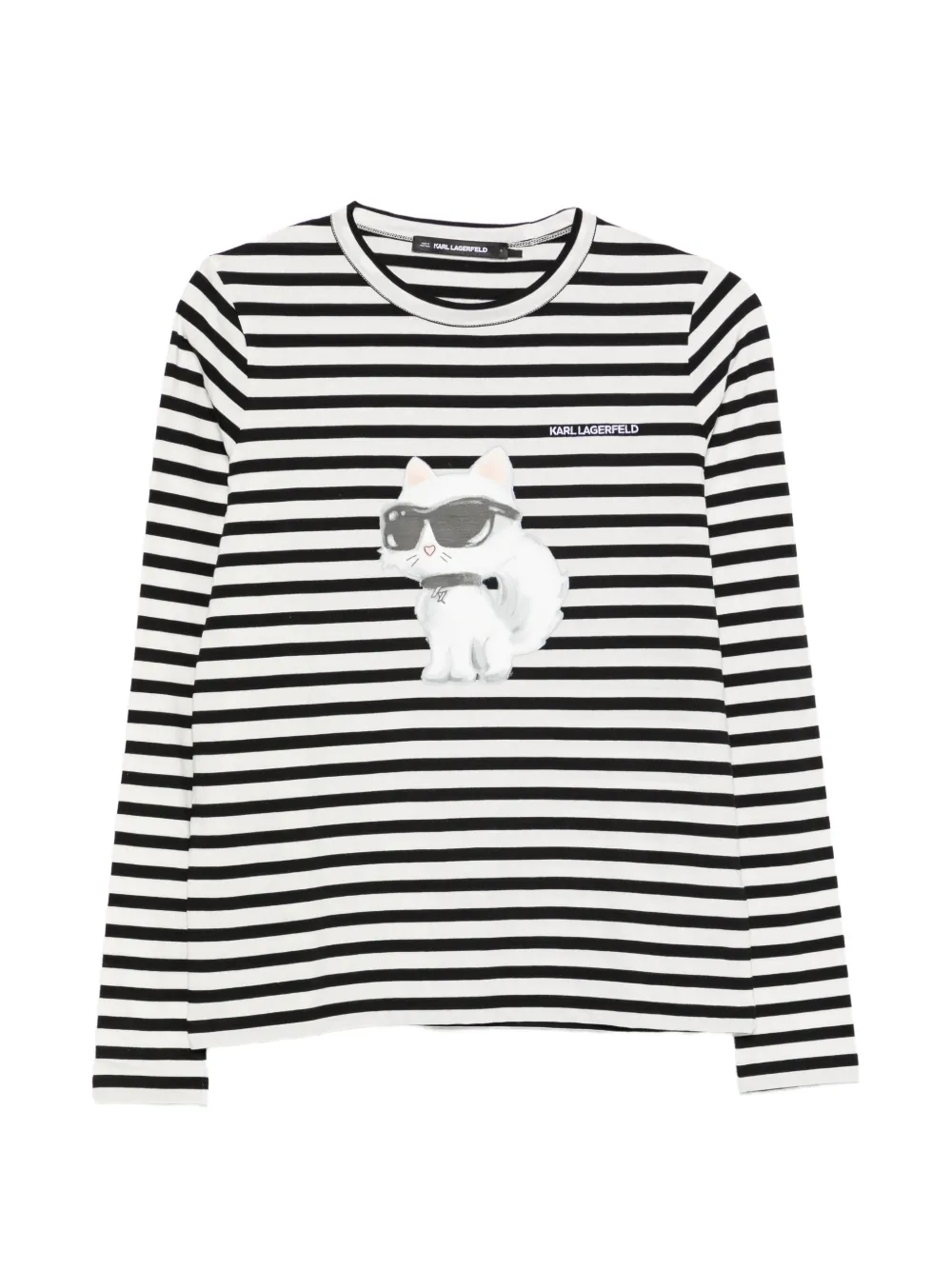 Karl Lagerfeld Choupette-print striped T-shirt - Bianco