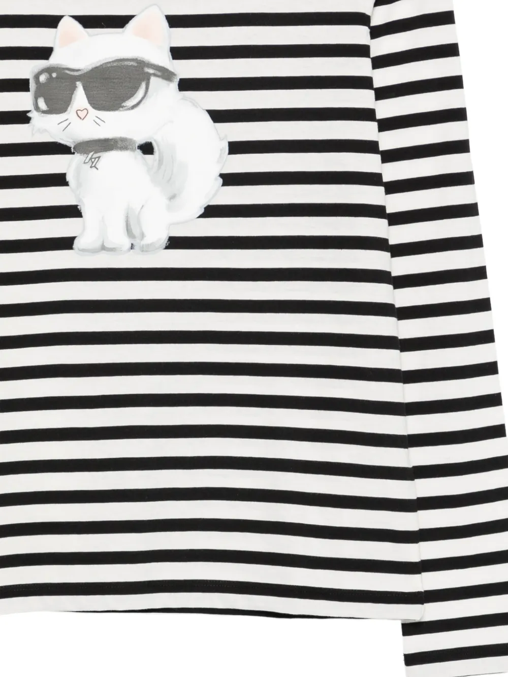 Karl Lagerfeld Gestreept T-shirt met Choupette-print Wit