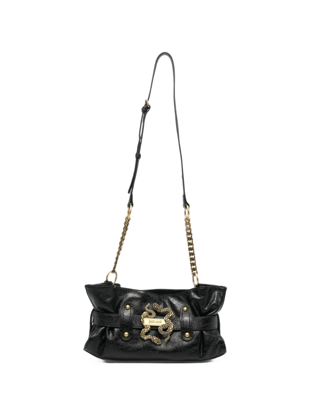 Just Cavalli snake-plaque gathered backpack - Nero