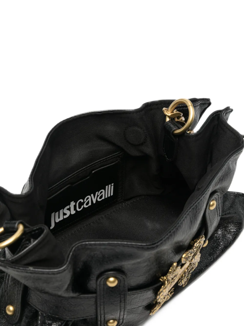 Just Cavalli snake-plaque gathered backpack Zwart
