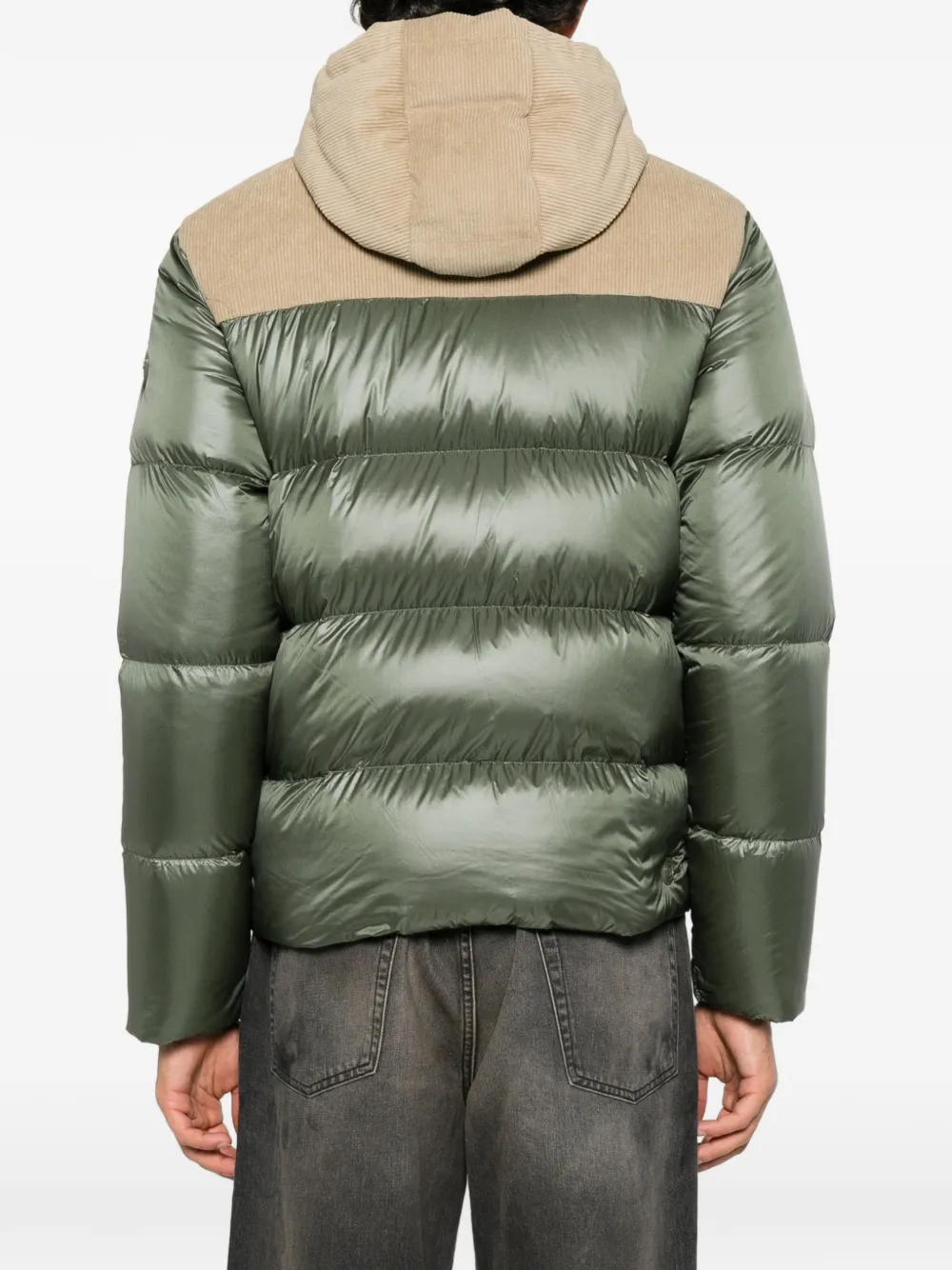 Colmar corduroy-panelled quilted jacket Groen