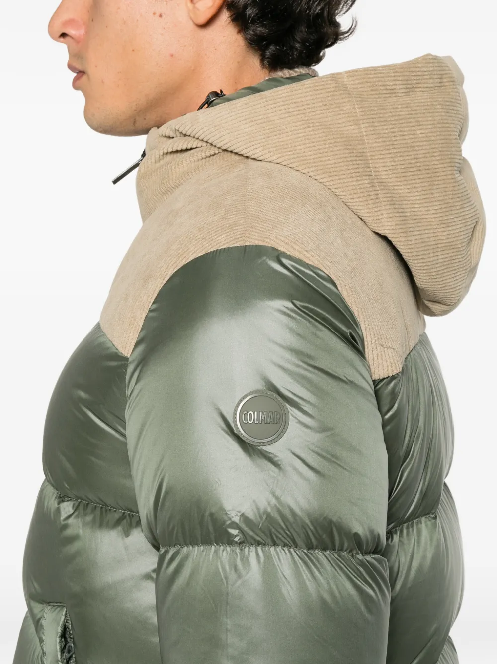 Colmar corduroy-panelled quilted jacket Groen