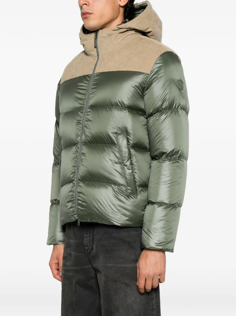 Colmar corduroy-panelled quilted jacket Groen