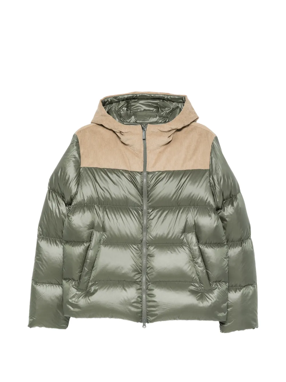 Colmar corduroy-panelled quilted jacket - Verde