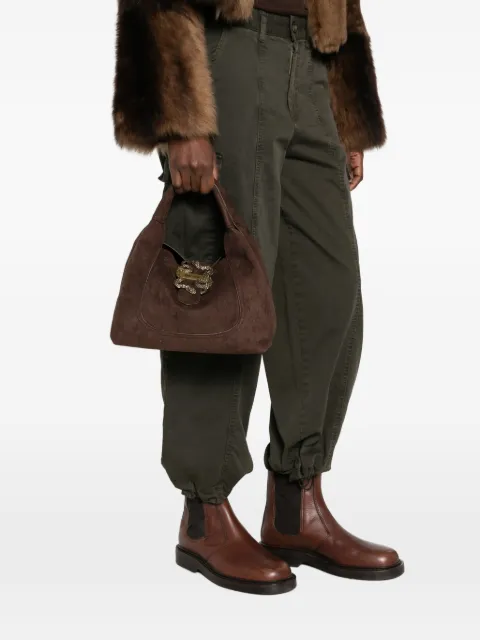 Just Cavalli スネークプレート スエード ホーボーバッグ