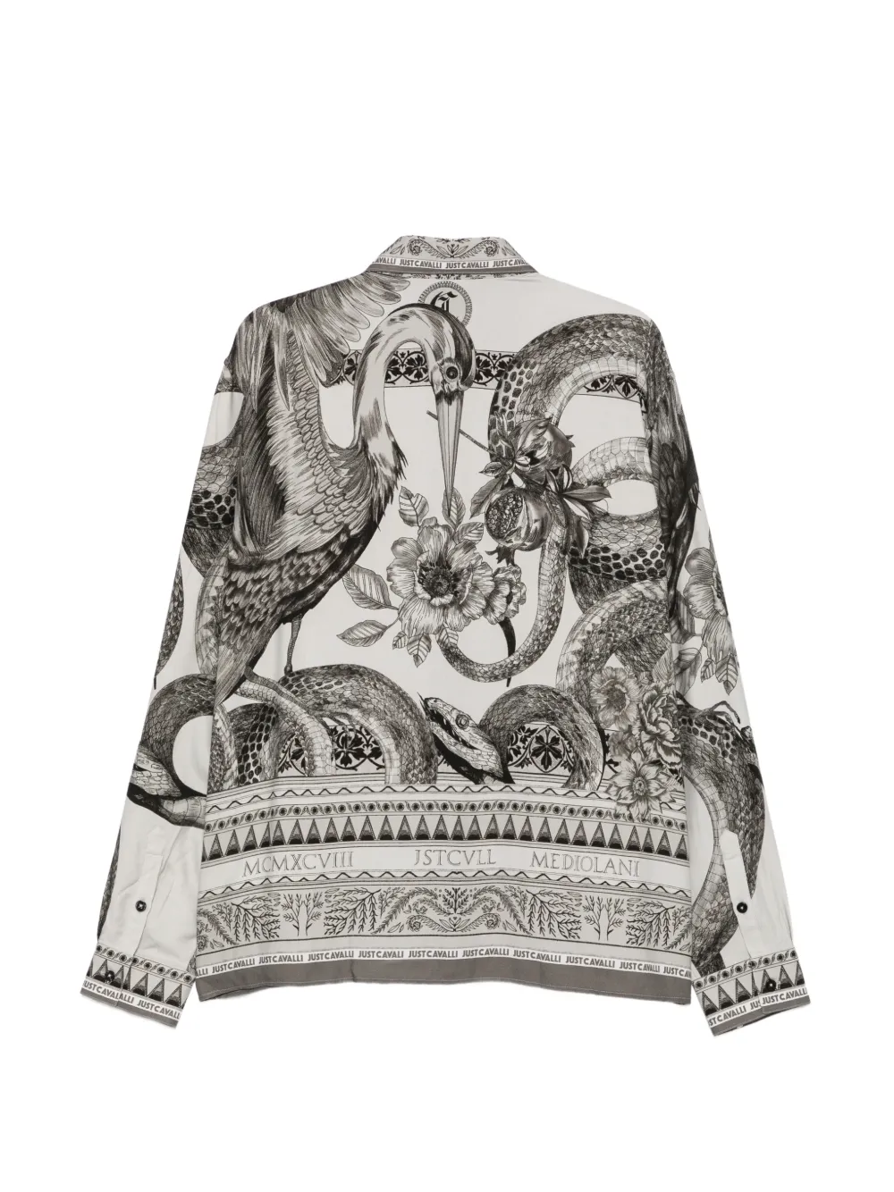 Just Cavalli graphic-print long-sleeve shirt Grijs
