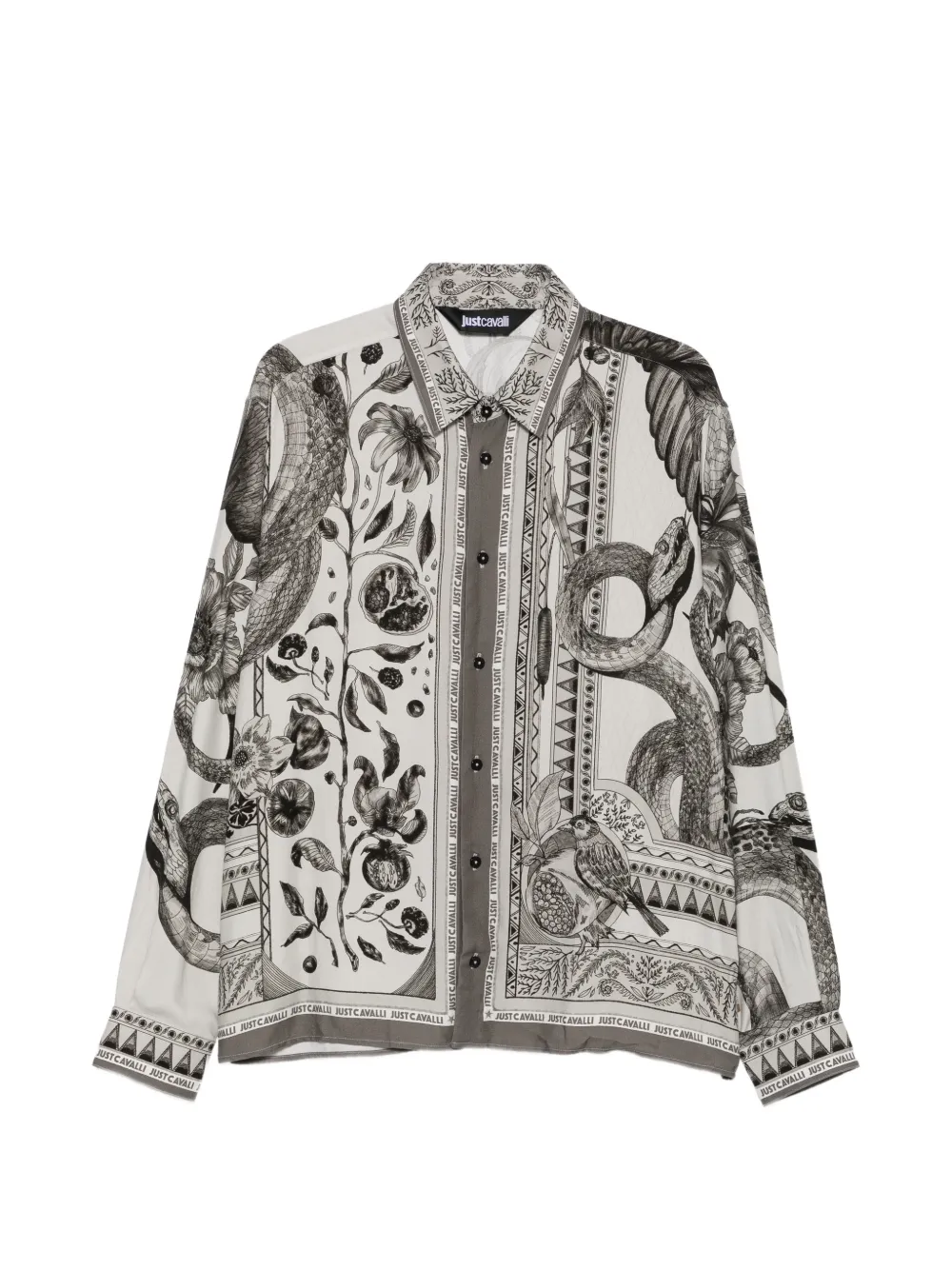 Just Cavalli graphic-print long-sleeve shirt - Grau