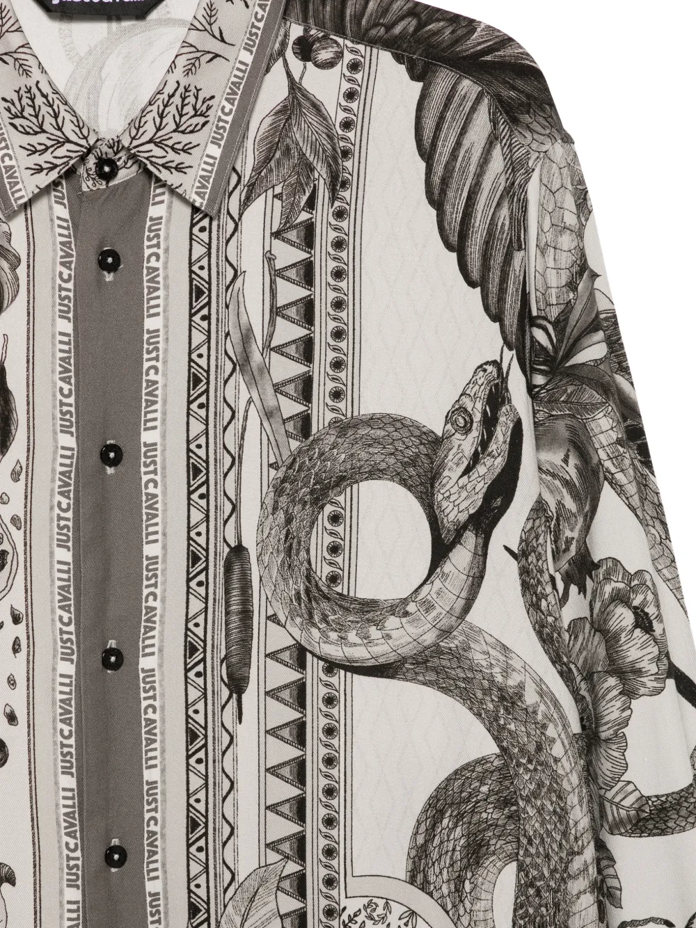 Just Cavalli graphic-print long-sleeve shirt Grijs