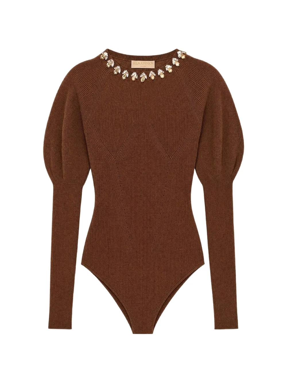 Ulla Johnson Imara Body mit Kristallen und Puffärmeln - Braun