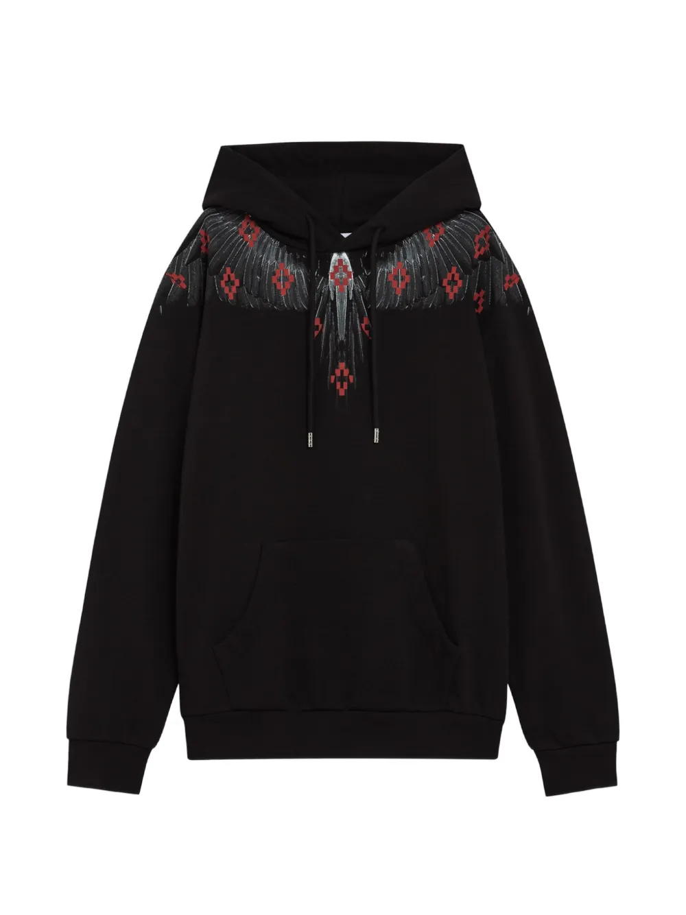 COUNTY OF MILAN Wings-print drawstring hoodie - Nero