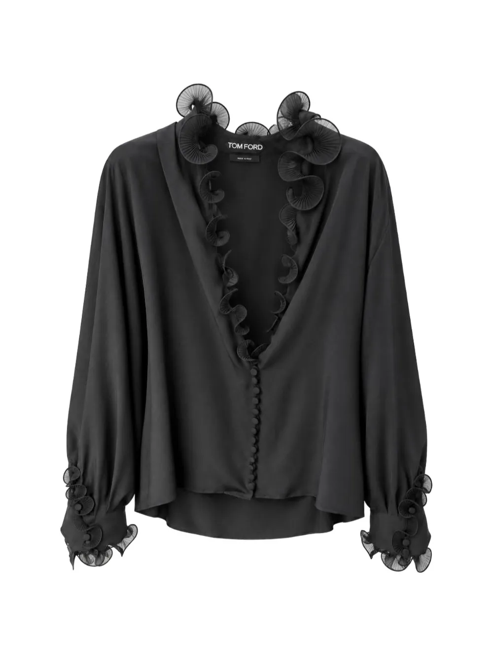 TOM FORD ruffle-trimmed silk blouse
