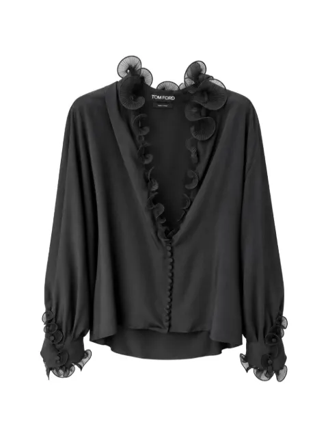 TOM FORD ruffle-trimmed silk blouse