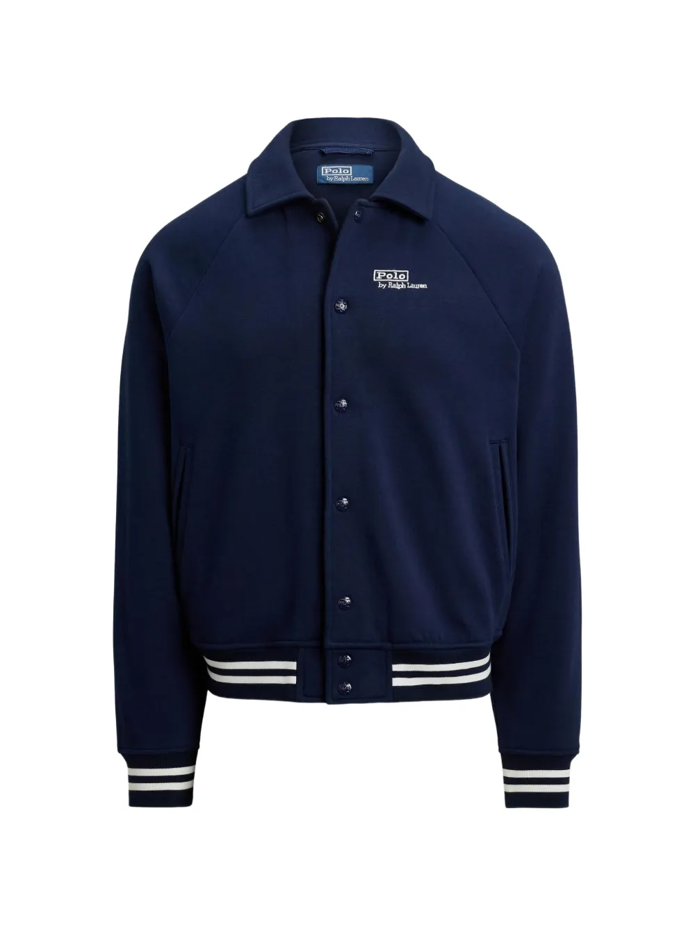 Polo Ralph Lauren logo-embroidered striped-trim bomber jacket Blauw
