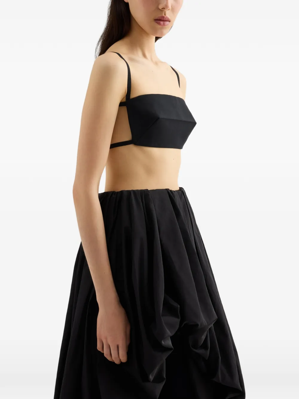 Jil Sander Zijden faille top Zwart