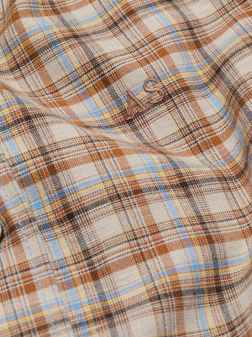 Acne Studios Geruite katoenen linnen blouse Beige