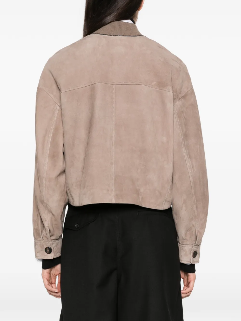 Brunello Cucinelli button-up leather jacket Beige