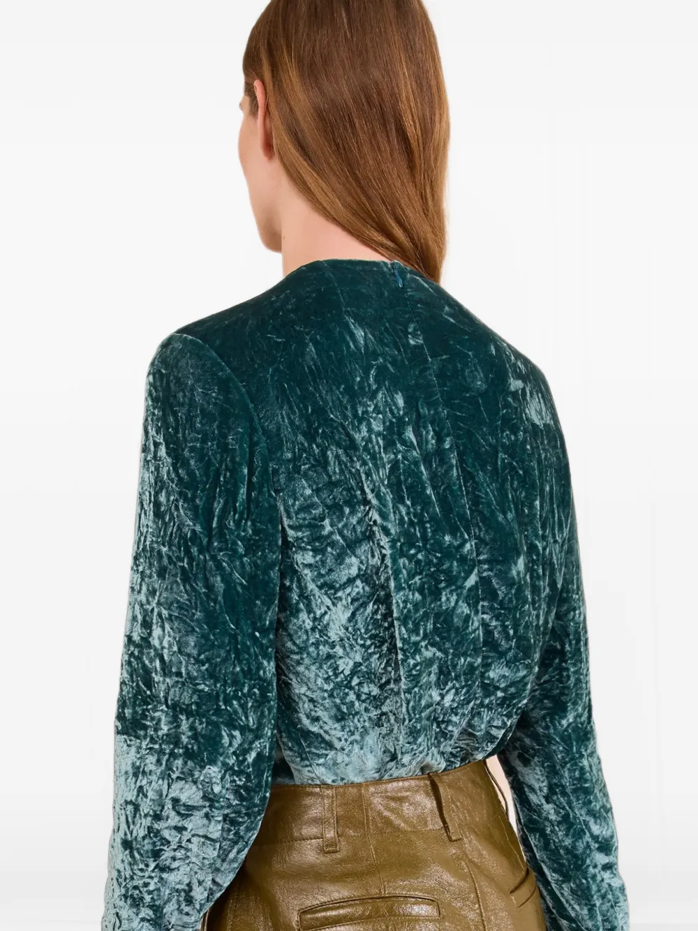 Ulla Johnson Vesa fluwelen blouse met strikdetail Groen
