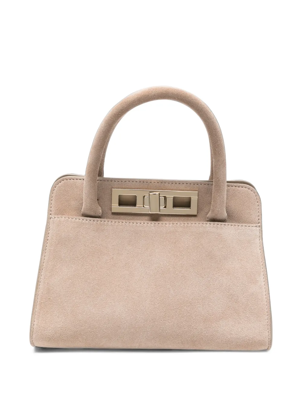 Fabiana Filippi mini twist-lock suede tote bag Beige