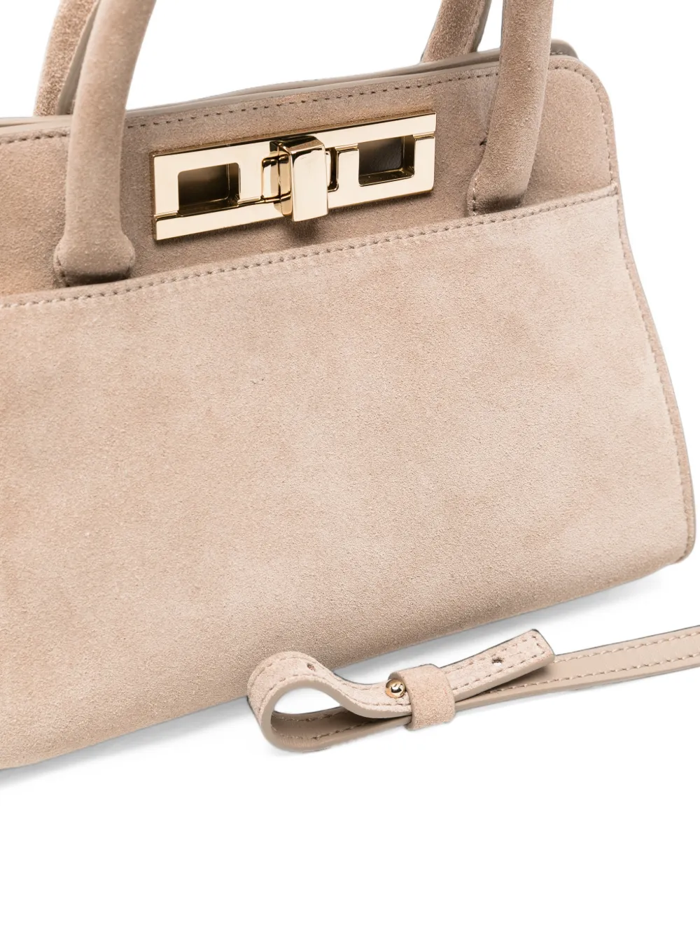 Fabiana Filippi mini twist-lock suede tote bag Beige