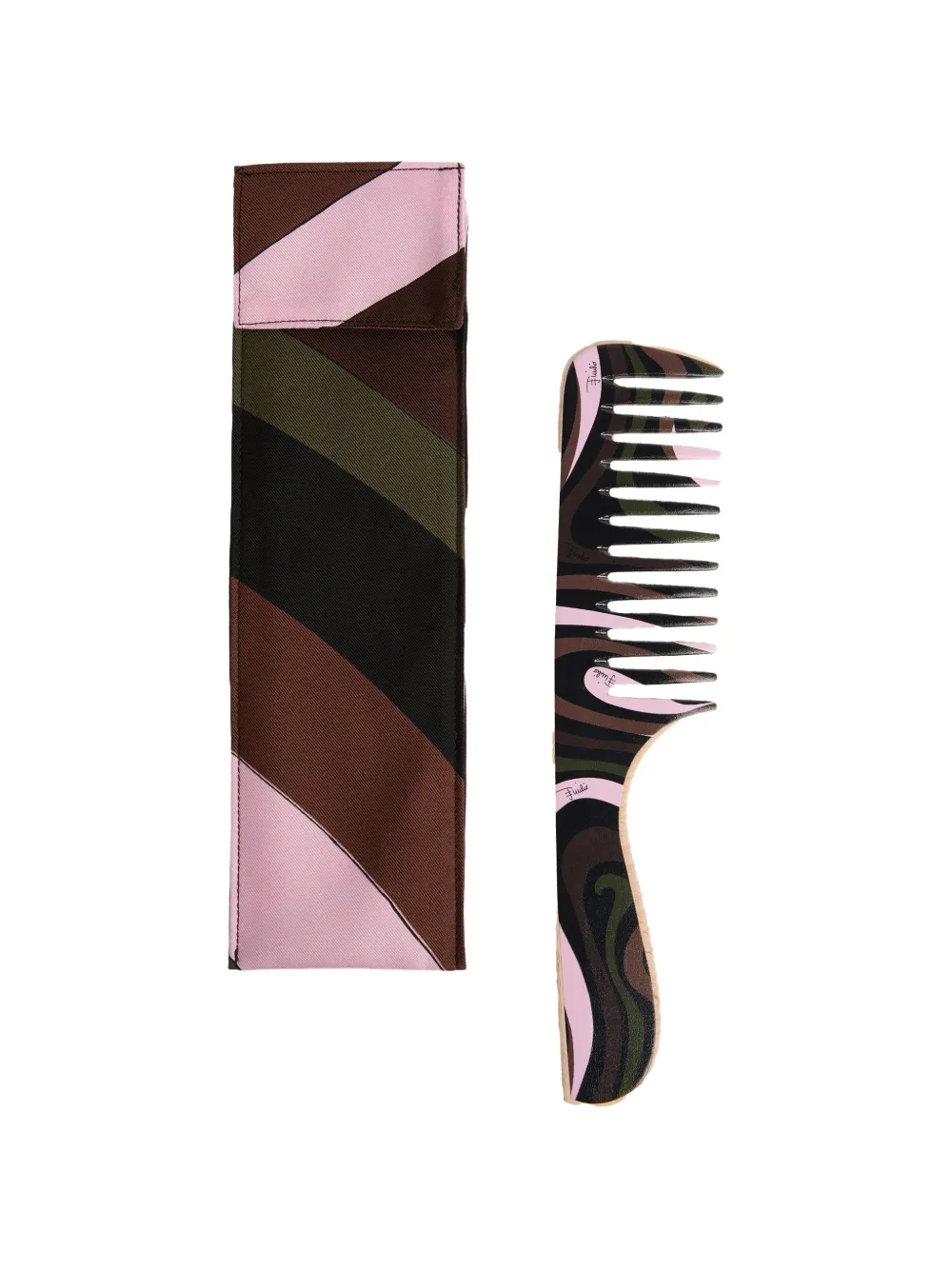 PUCCI Marmo-print comb with silk pouch - Braun