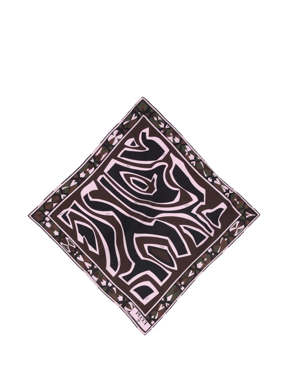 PUCCI Labirinto-print small silk scarf - Marrone